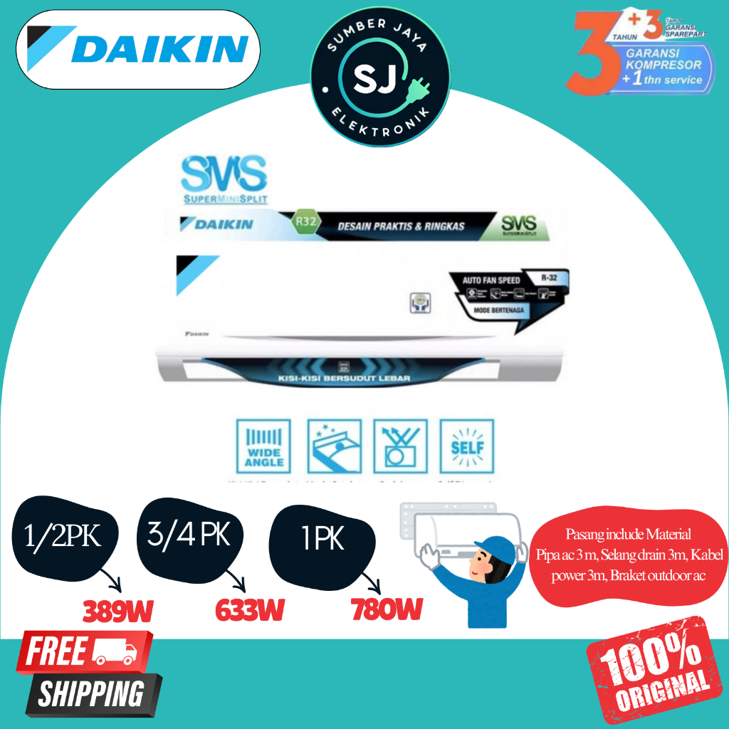 AC Daikin Standard Made in Thailand FTC15NV14 /FTC20NV14/ FTC25NV14 AC Daikin 1/2PK / 1PK AC Standar