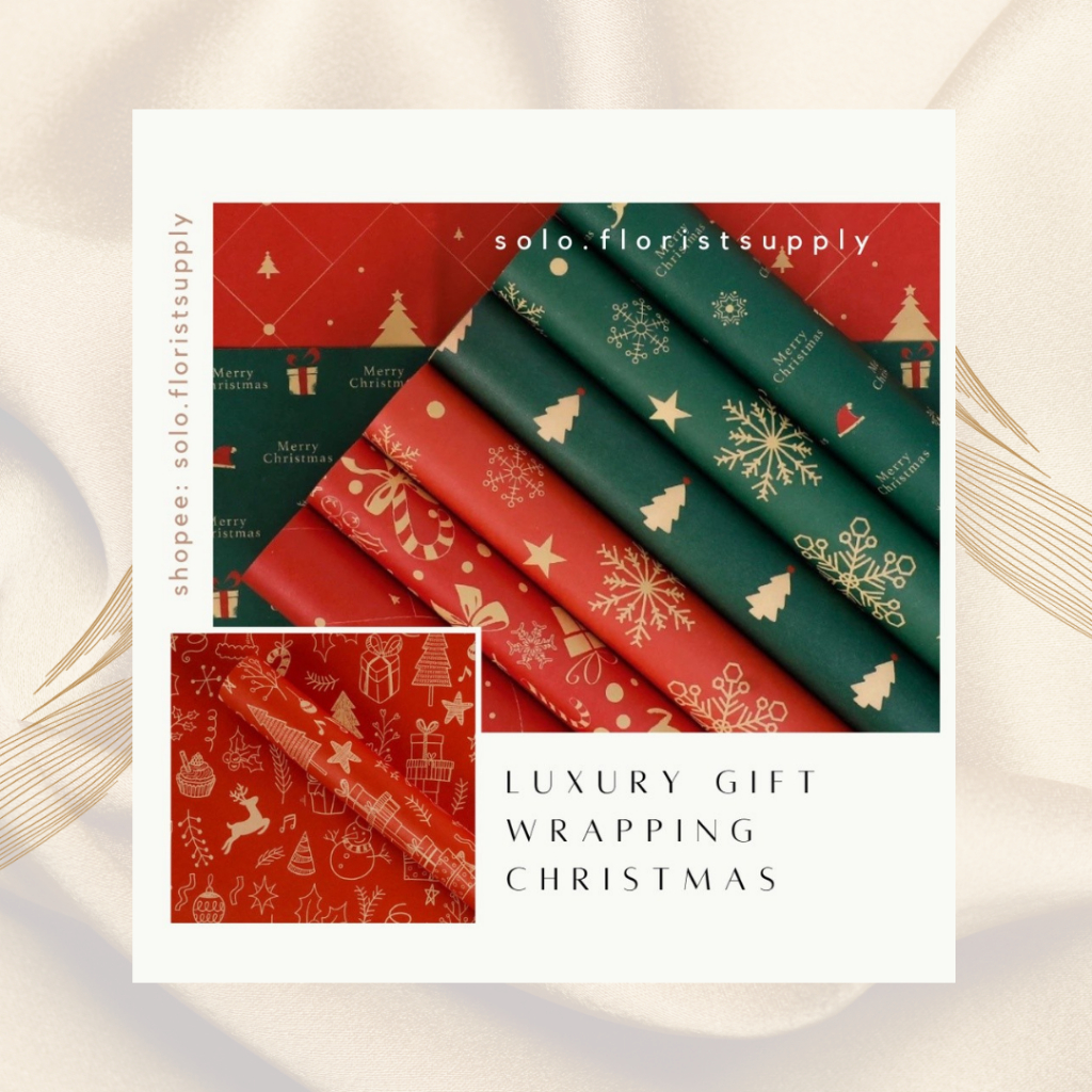 

LUXURY CHRISTMAS GIFT WRAPPING CRAFT NATAL WRAPPING MOTIF MERRY CHRISTMAS KERTAS KADO NATAL HAMPERS NATAL WRAPPING PAPER FLOWERWRAP BUNGA SOUVENIR NATAL HIASAN POHON NATAL BUNGKUS KADO NATAL NEW YEAR