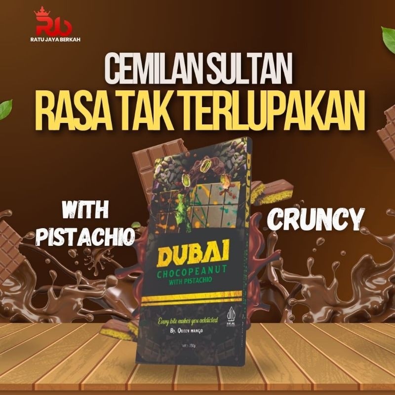 

Coklat Dubai by Queen Mango Dubai Choco Peanut with Pistachio Crunchy Rasa Tak Terlupakan