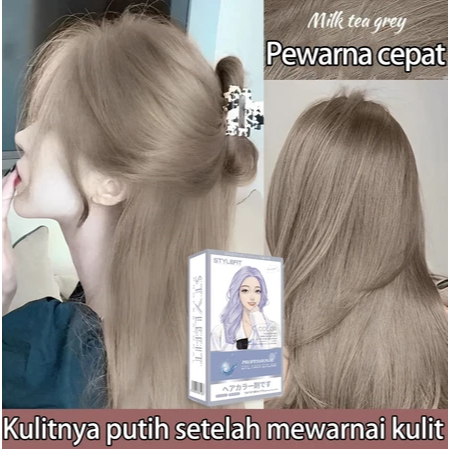 Beli 100ml gratis 100ml  Gaya Populer 2026 STYLE FIT cat rambut milk tea*200ml Tidak perlu pemutih W