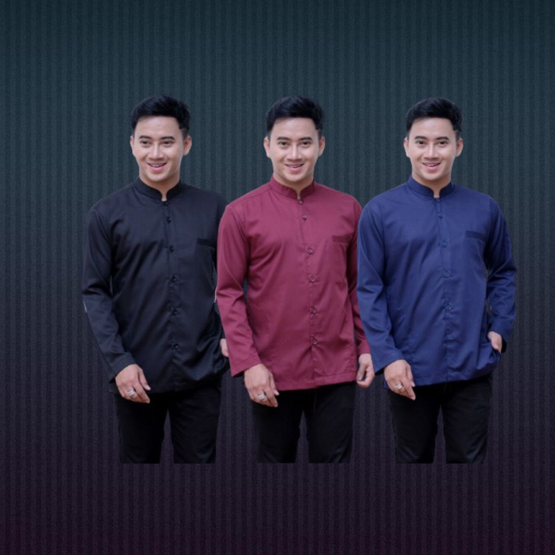 Baju Muslim Koko Kokoh Habib Haibah Habib Polos Saku samping baju Muslim Pria Modern TERLARIS