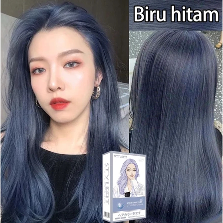 Beli 100ml gratis 100ml [Alat pewarnaan rambut Cat Rambut Ash Blue Pewarna Rambut 200ml pewarna naba