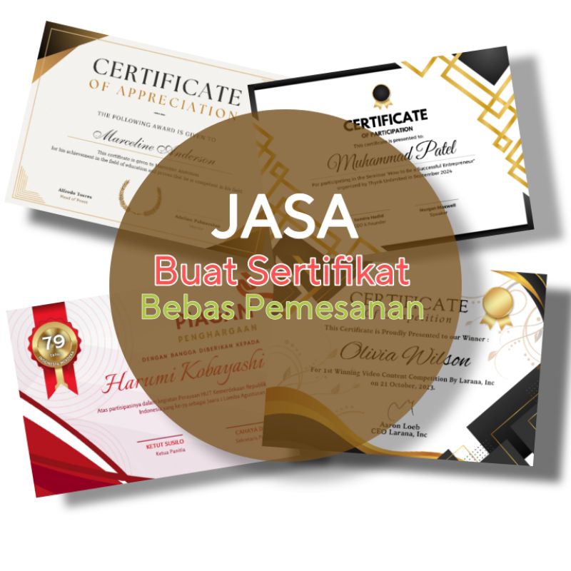 Custom Desain Sertifikat | Sertifikat Seminar | Sertifikat Lomba | Penghargaan