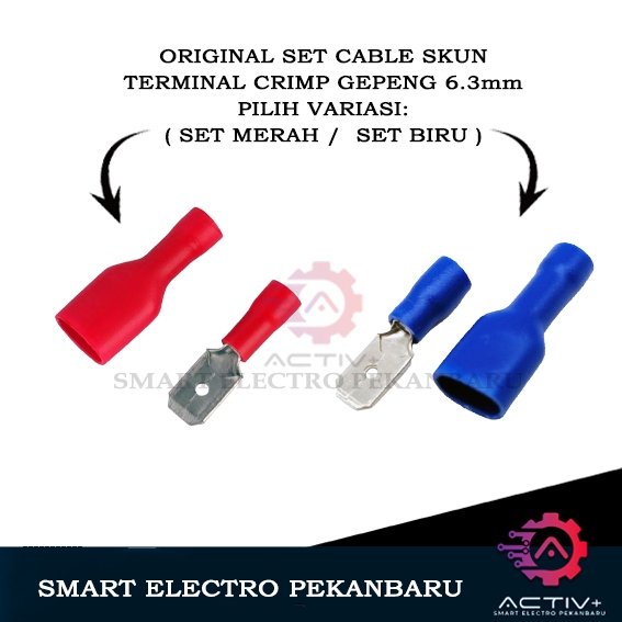 ORIGINAL 1 SET SKUN CRIMP GEPENG 6.3mm FEMALE + MALE (PILIH VARIASI: MERAH / BIRU) Protect Terminal 