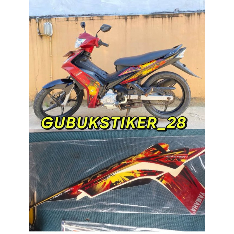 STRIPING STIKER LIS BODY MOTOR YAMAHA JUPITER MX TAHUN 2010 MERAH HITAM