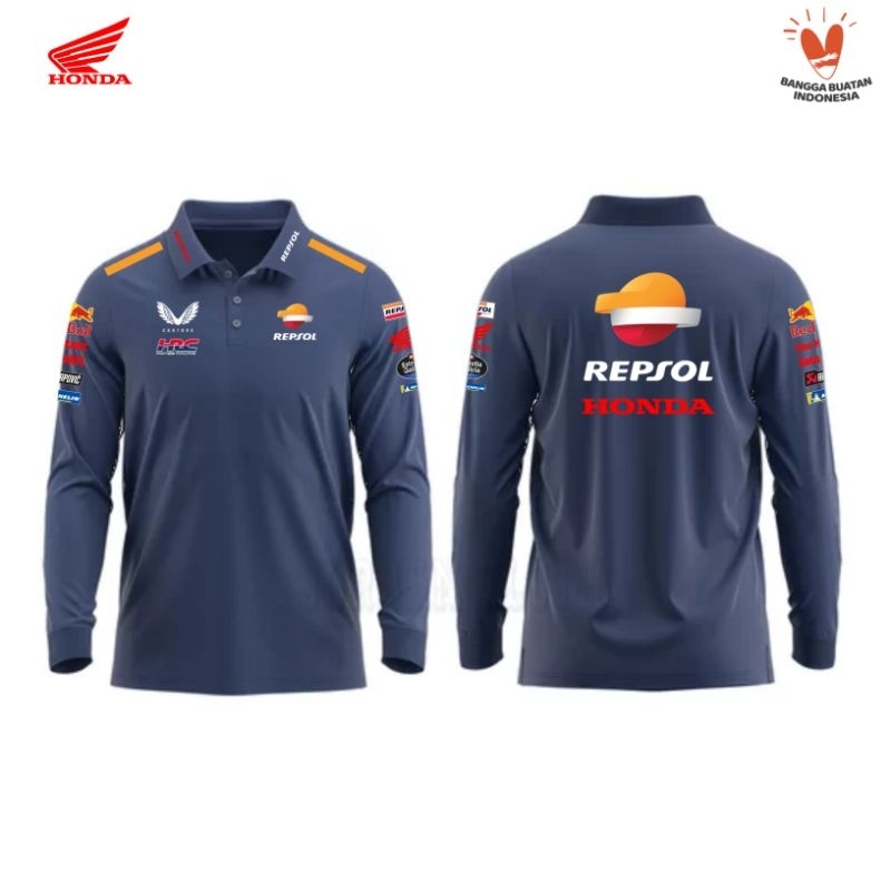 Polo shirt Tshirt Kaos Kerah Lengan Panjang Team Balap Repsol Honda MotoGP