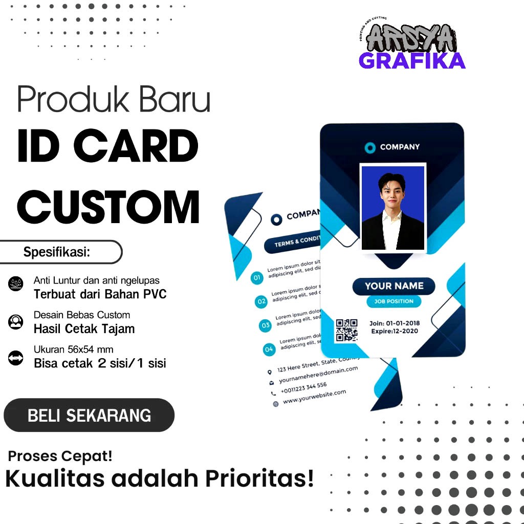 

KARTU ID CARD BAHAN PVC BISA SATUAN CETAK ID CARD CUSTOM