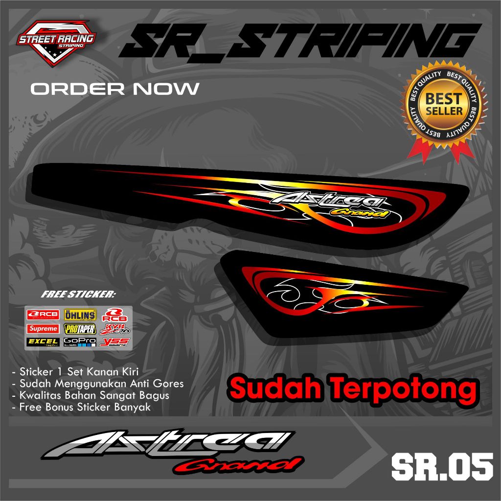 Striping Stiker Honda ASTREA GRAND Classic Variasi Sticker Sabit Bulus Motif Tribal Terlaris SR.05