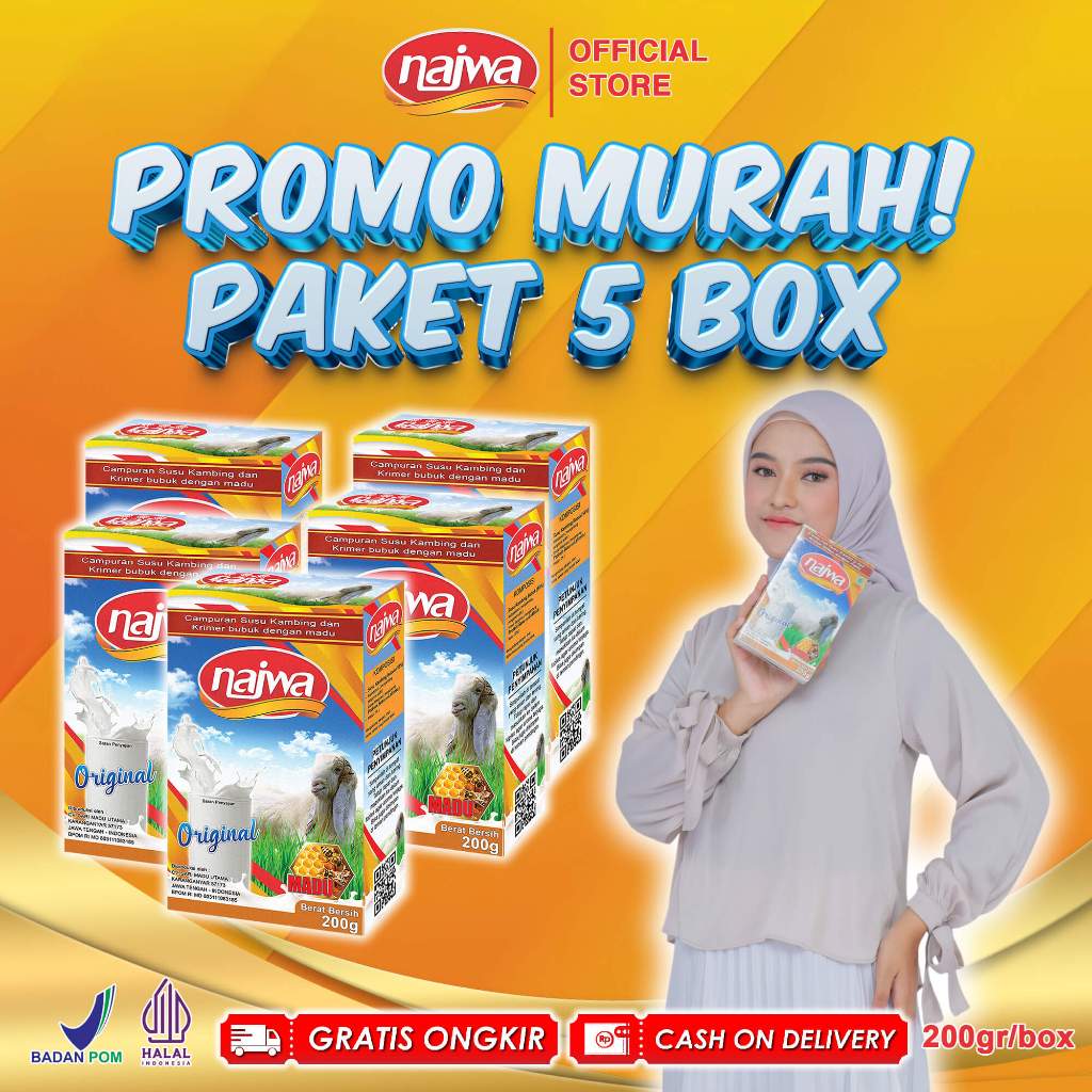 

Etawa Najwa paket 5 BOX- susu kambing etawa premium original untuk atasi nyeri sendi dan rematik
