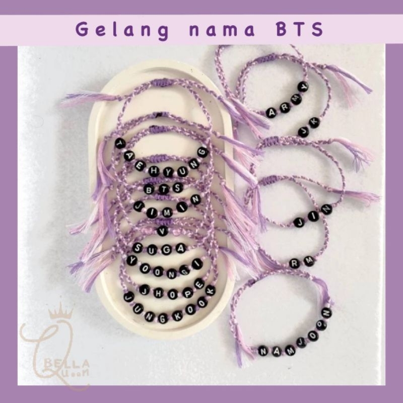(READY) Gelang Tali BTS version gelang nama member BTS ARMY JUNGKOOK JIMIN TAEHYUNG SUGA