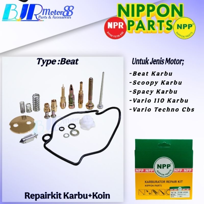 REPAIRKIT ISI KARBURATOR+KOIN NPP BEAT/VARIO 110 KARBU/VARIO TECHNO CBS/SCOOPY/SPACY NIPPON PARTS