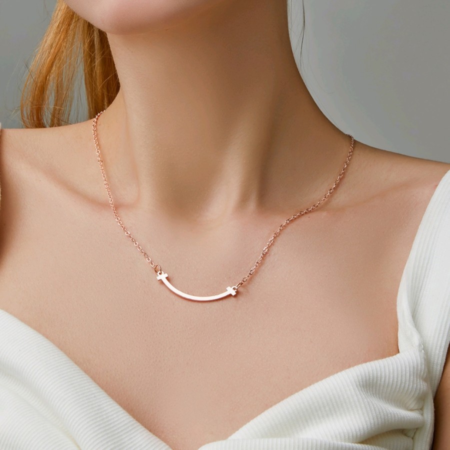 Ippeo - NC0059 - Kalung Necklace Chain Simple Rantai Smile Gold Minimalis