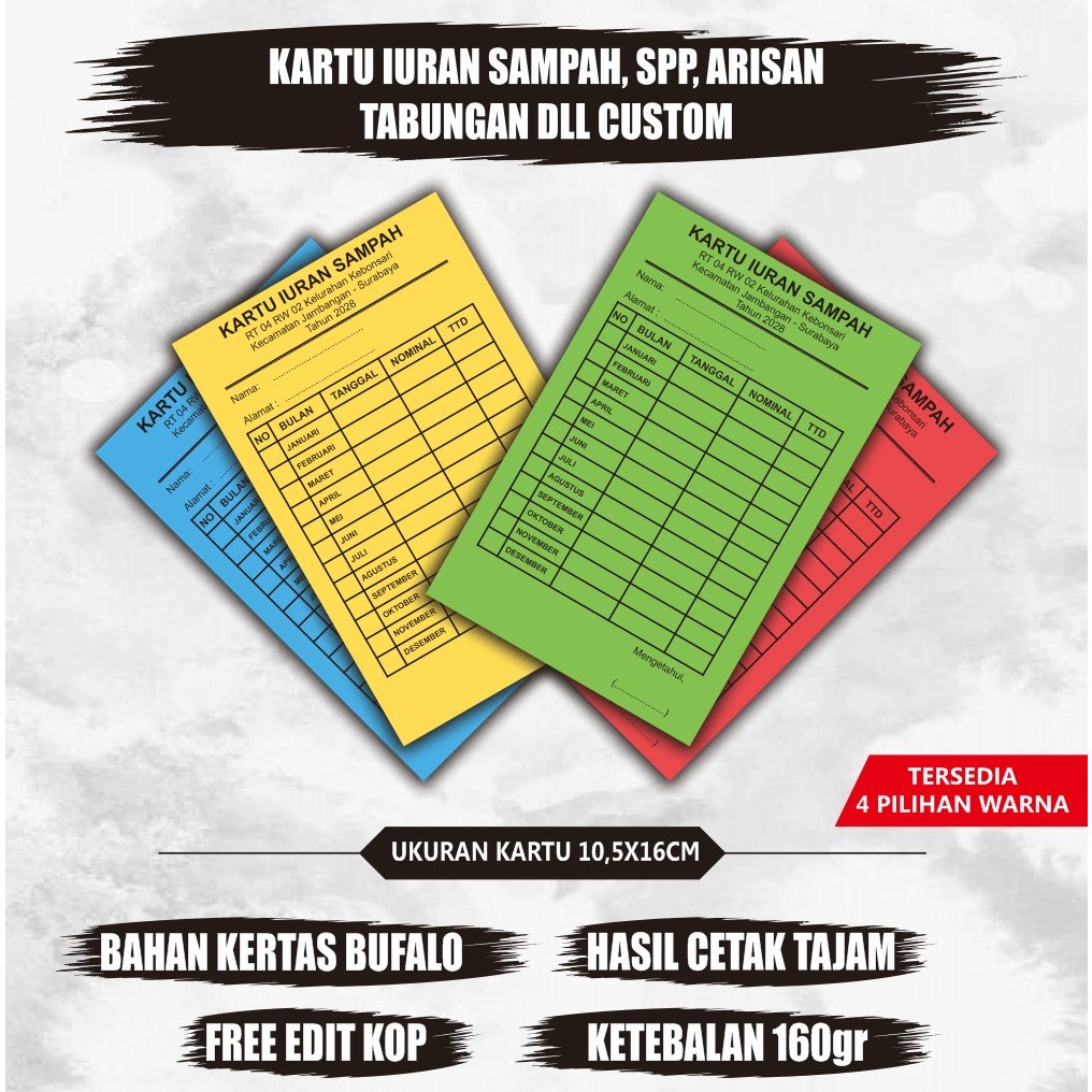 

Cetak kartu iuran spp,arisan - cetak kartu tabungan