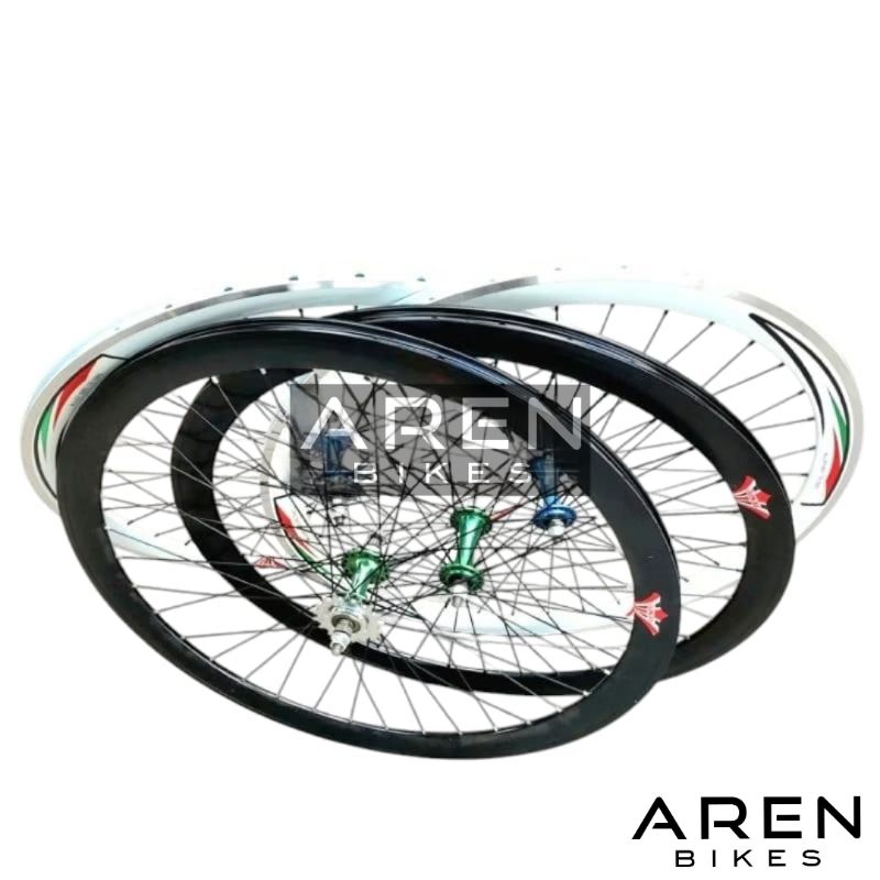 WHEELSET SEPEDA 700 700C LESPO 4 CM DOLTRAP FIXED GEAR FIXIE MTB BALAP VELG RIM RIMS DOUBLE WALL LUB