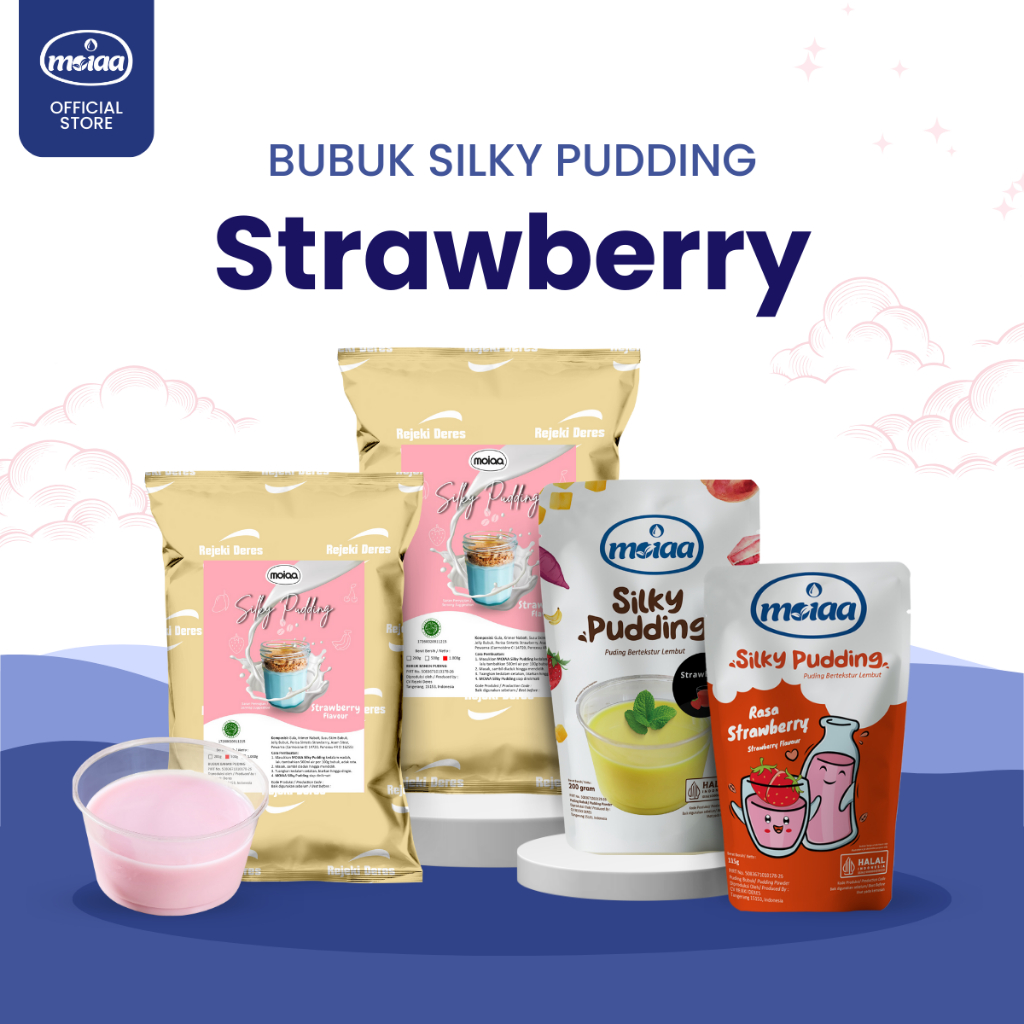 

MOIAA - Silky Pudding MOIAA Strawberry 200g - Bubuk Puding Stroberi 200g / Puding Buah / Bubuk Makanan Instan