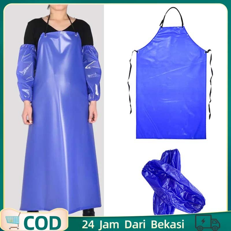 Biru Apron Plastik Celemek Plastik Anti Air Apron Pvc Apron Anti Air Waterproof Celemek Apron