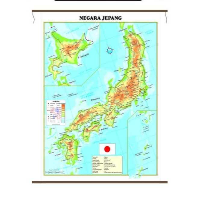 Peta Bingkai Negara Jepang Ukuran Besar 180x110 cm