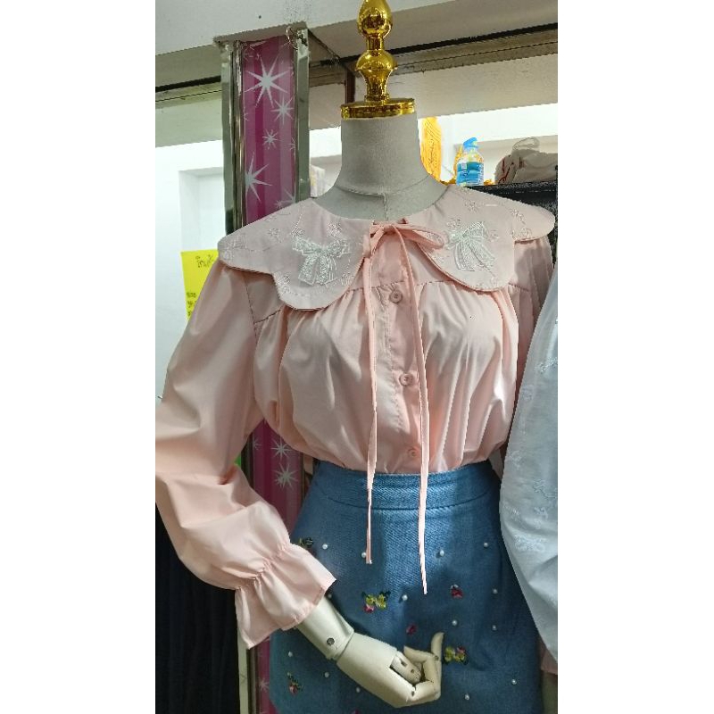 Baju wanita renda panjang tangan bangkok blouse thailand baju kemeja