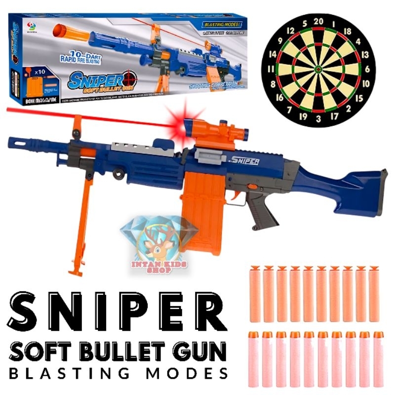 MAINAN ANAK TEMBAKAN BLASTER SENAPAN SNIPER SOFT BULLET TOY GUN BLASTING MODES 7004