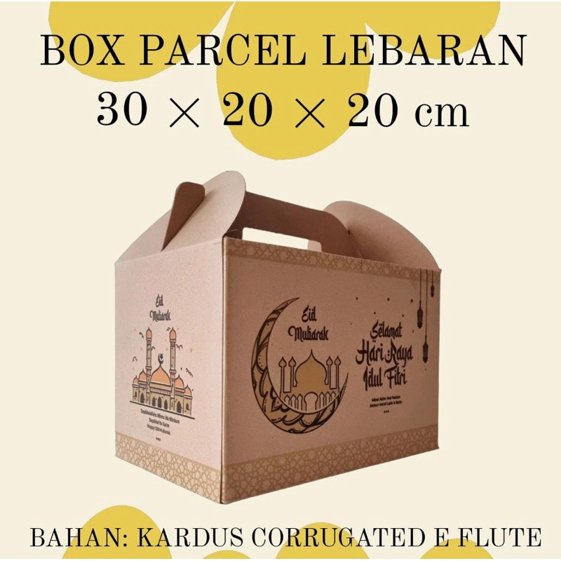 

(MIN ORDER 5 PCS) BOX HAMPERS PARCEL LEBARAN IDUL FITRI / GABLE BOX 30x20x20 / DUS SEMBAKO