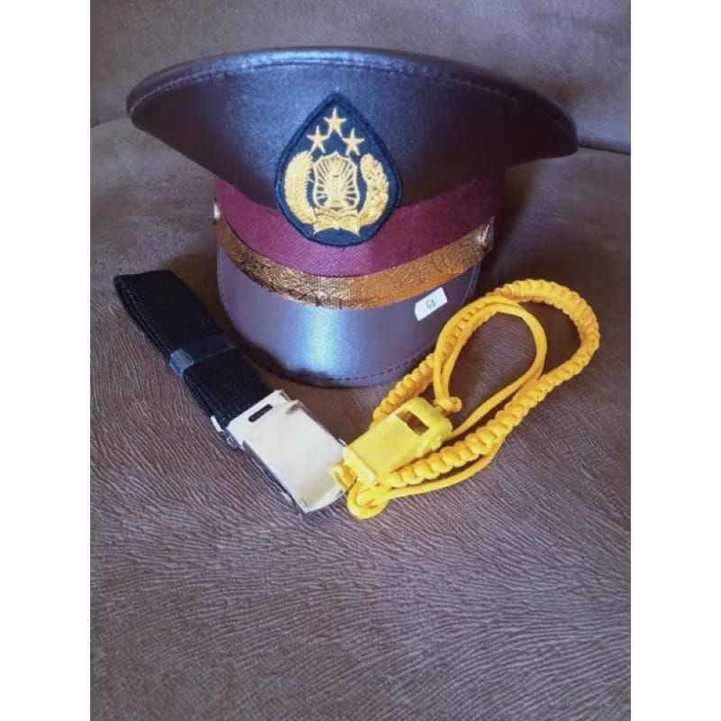 AKSESORIS SERAGAM POLISI ANAK PAUD TK/AKSESORIS POLISI(polisi anak)TOPI POCIL SABARA LAKI-LAKI DAN P