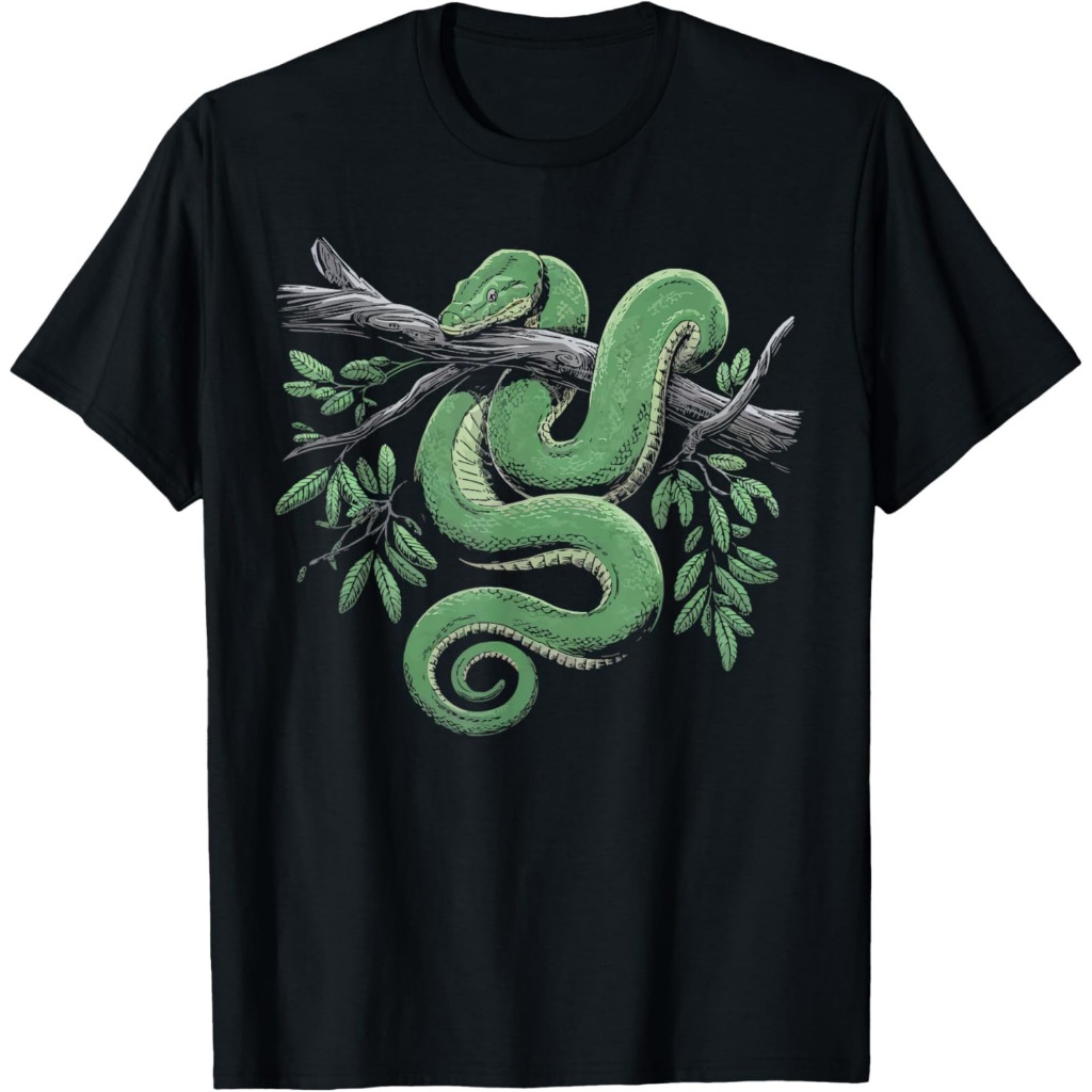 Kaos Pecinta Ular Piton Pohon Hijau, Ular Boa, Ular Pembisik Ular