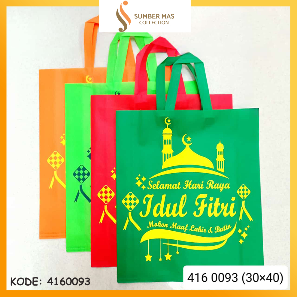 

Tas Kain Parcel Lebaran Idul Fitri Tas Spunbond Goodie Bag Lebaran Isi 12 pcs Ukuran 30x40
