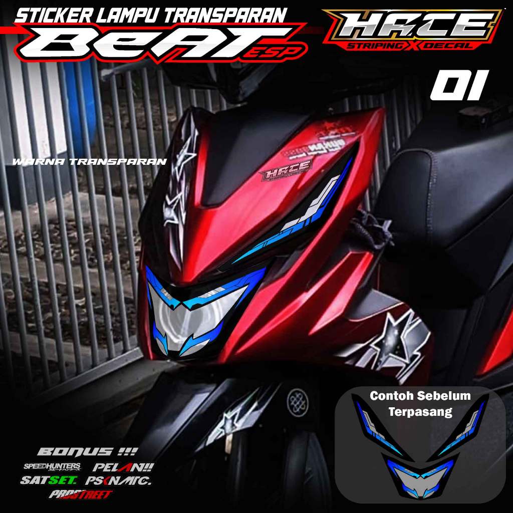 Stiker Lampu Motor beat esp Sticker Alis Depan Lampu beat esp