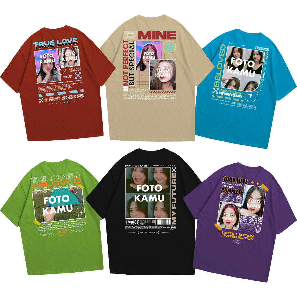 Tshirt Kaos Custom Foto Bucin Streetwear Design 025 - 030 Kaos Sablon Custom Pria Wanita Baju Couple