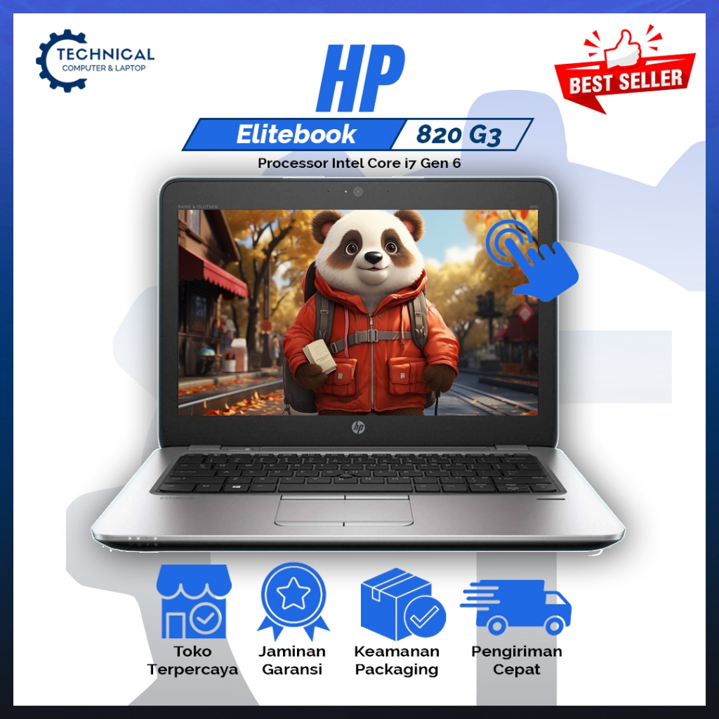 Laptop Touchscreen HP Elitebook 820 G3 Intel Core i7 Gen 6 RAM 8GB SSD 256GB Bonus Garansi Spesial