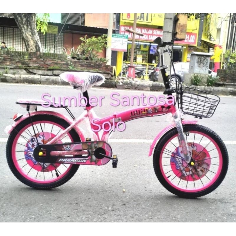 SEPEDA LIPAT ANAK PARAGON 18 INCH PINK NEW STIR ALLOY