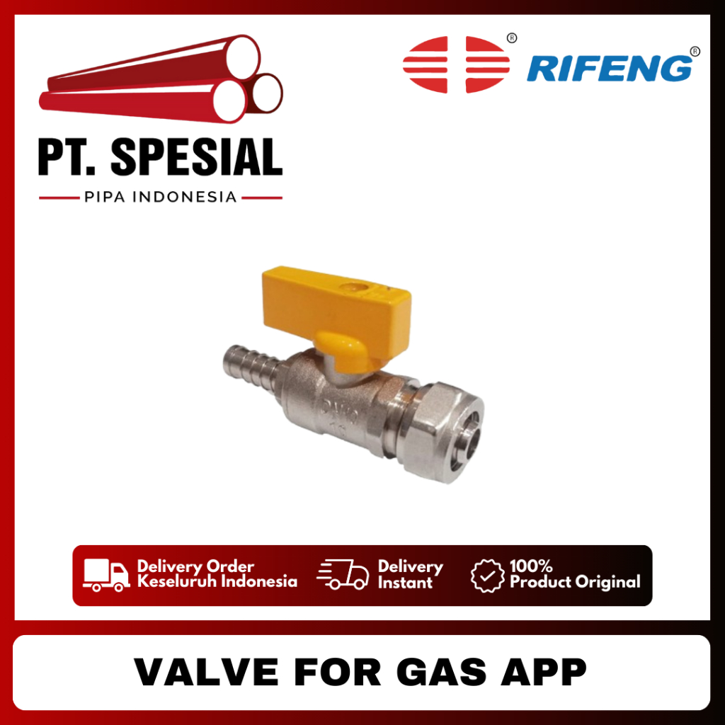 Brass Gas Valve Rifeng 1/2"M - DN10 / Brass Gas Valve Pipa Gas Multilayer Rifeng - 07