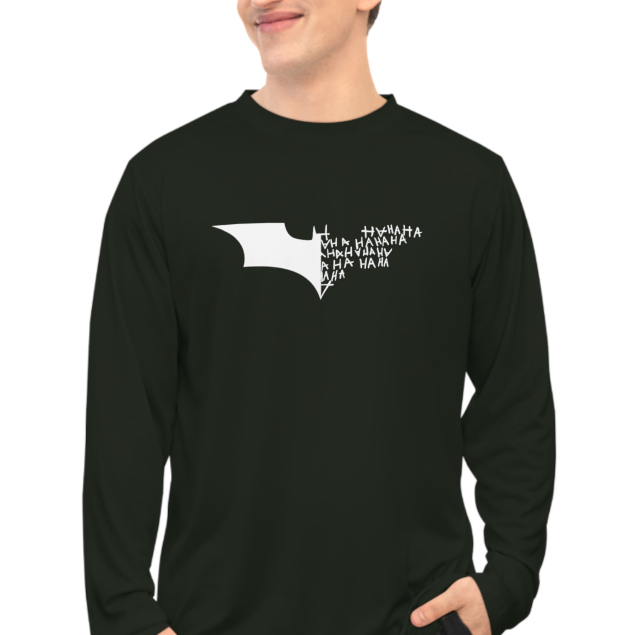 Kaos Lengan Panjang Pria Wanita Katun Combed - Batman Joker Logo Haha