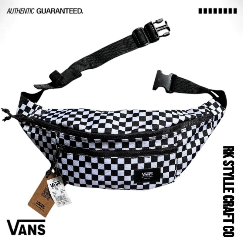 Tas Waisbag || Tas Pria || Tas Selempang Bahu , Vans Ward Crossbody Bag Checkerboard Black White Cor