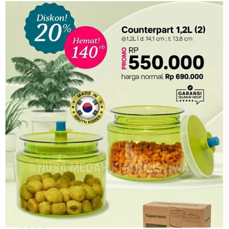 counterpart 1,2L (2) green TUPPERWARE