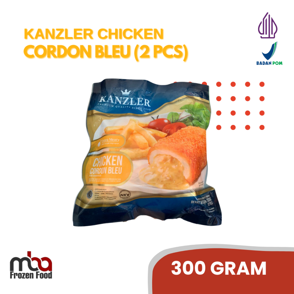 

Kanzler Chicken Cordon Bleu / Ayam Cordon Bleu (2 PCS) 300 Gram /Nugget /AyamTepung /Frozenfood /Nugget Ayam /Makanan Siap Saji /Makanan Beku /Ayam Goreng /Beku /Ayam Beku