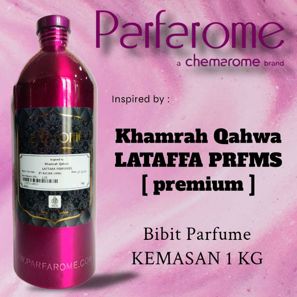 Parfarome Premium - KHAMRAH QAHWA LATTAFA | Bibit parfume murni segel pabrik kemasan 500 ML/1 KG