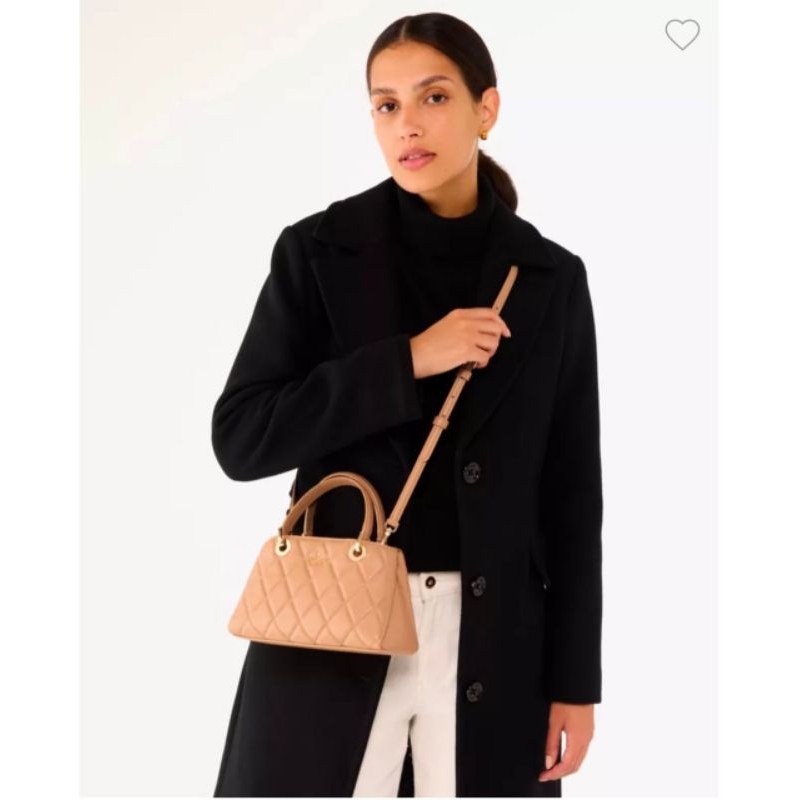 Kate Spade Hand/Crossbody KI849 Carey Sullivan Smooth Quilted Tiramisi Camel Tan