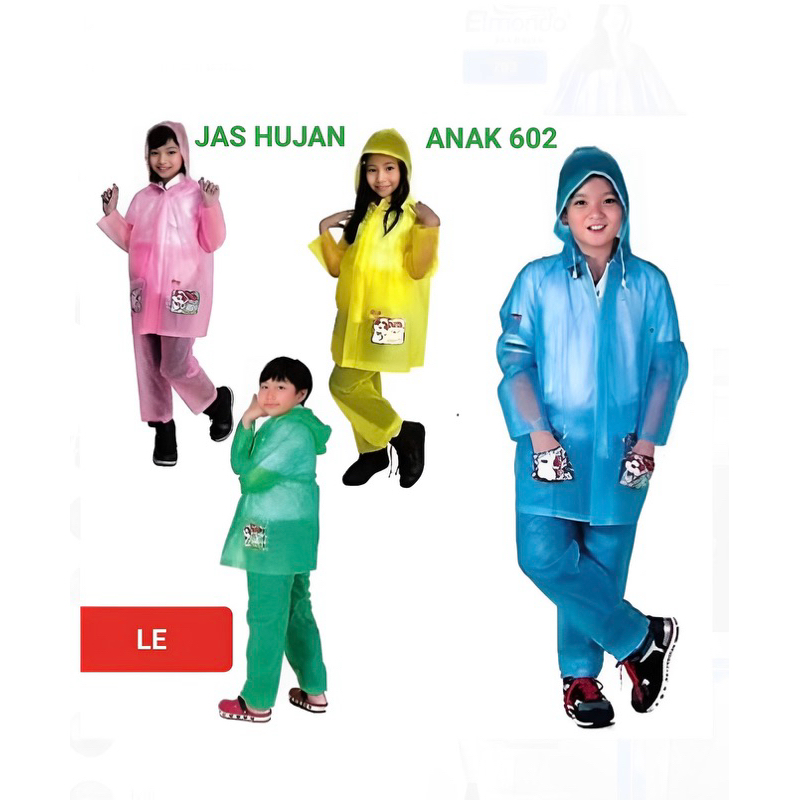 Jas Hujan / Mantel Hujan Anak Setelan(Jaket+Celana) 7-12 Tahun - Elmondo Kidd 602