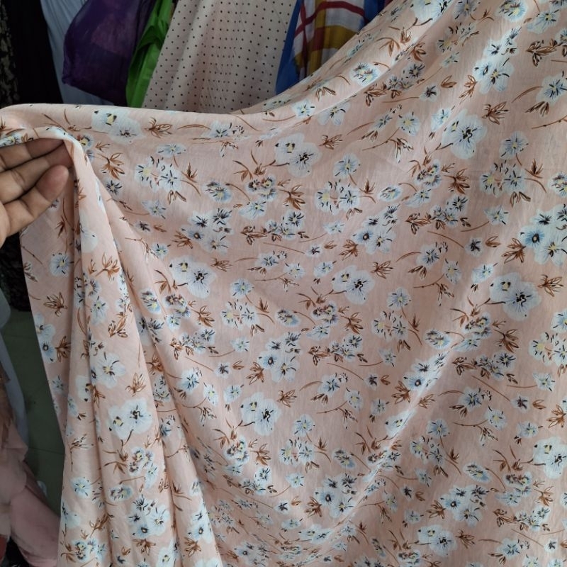 kain katun silky motif bunga / kain katun semi sutra motif