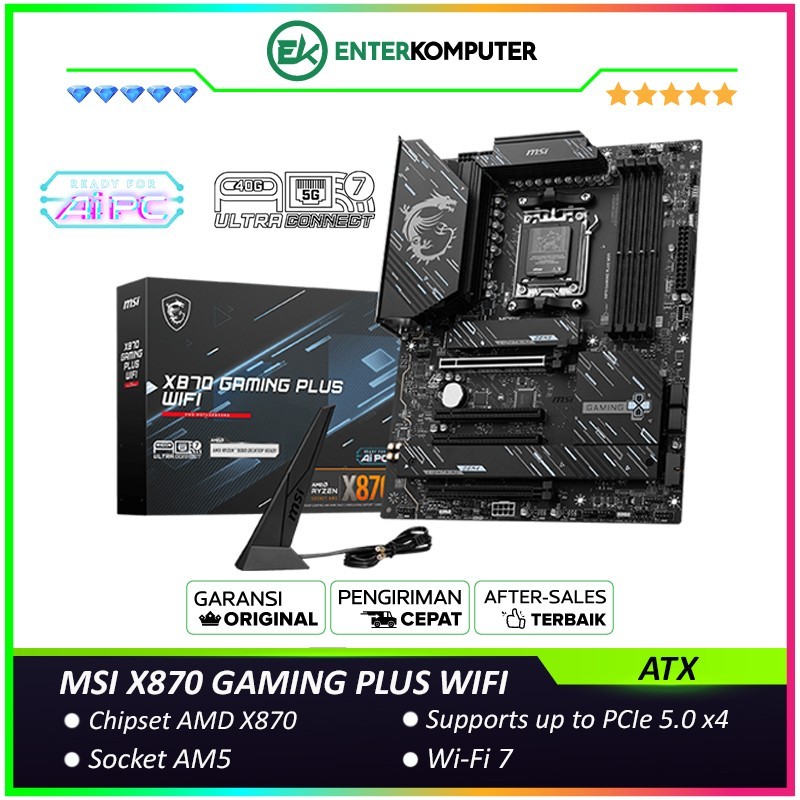 MSI X870 GAMING PLUS WIFI (AM5, AMD X870, DDR5, USB3.2 Type-C, SATA3)