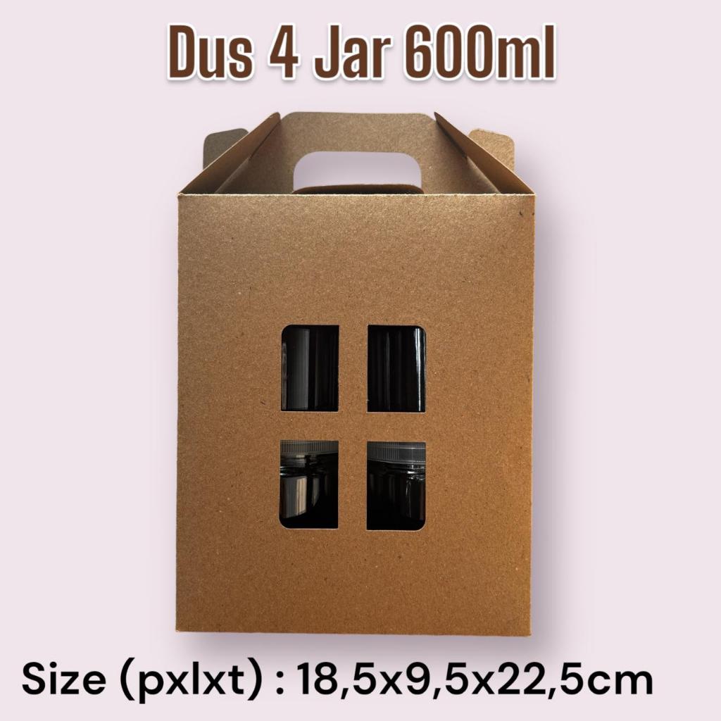 

Dus kraft hampers muat isi 4pc toples tabung jar 600ml