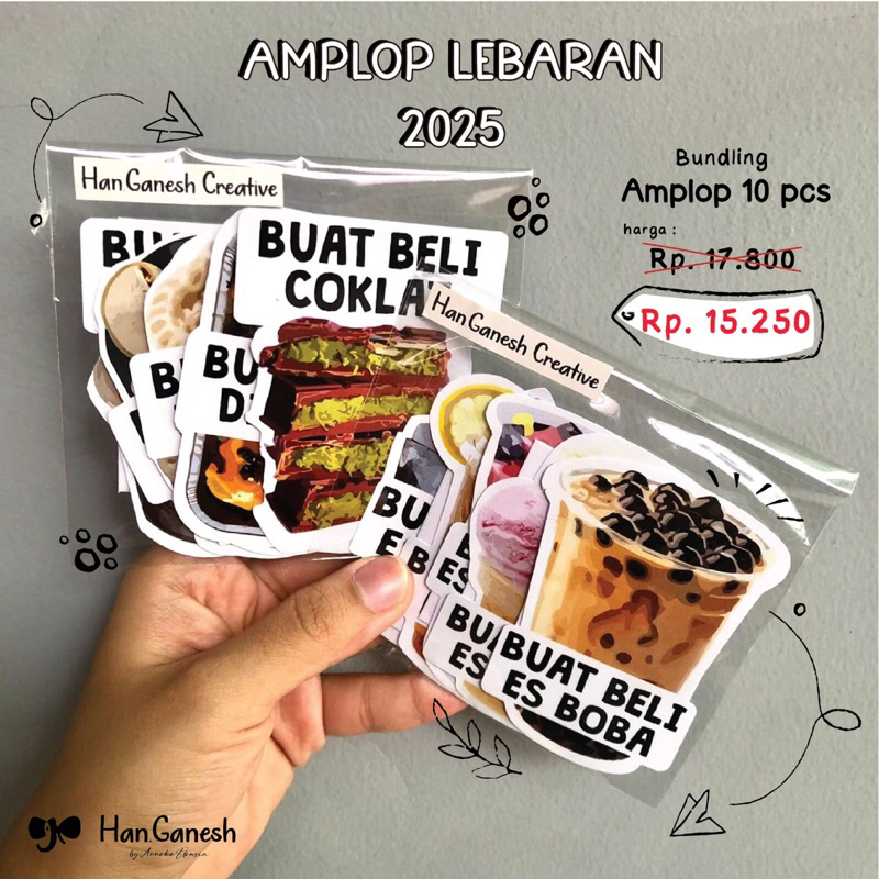 

ISI (10 PCS) Amplop Lebaran 2025 Unik / Angpao Lebaran Unik/ Amplop Idul fitri / Amplop Lebaran Makanan & Minuman