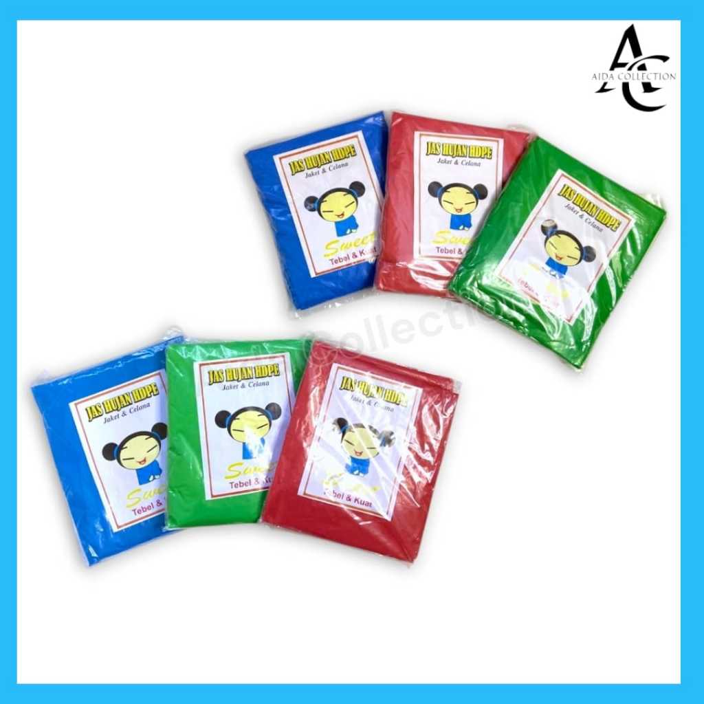 Jas Hujan Plastik HDPE Tebal dan kuat Setelan Baju Celana