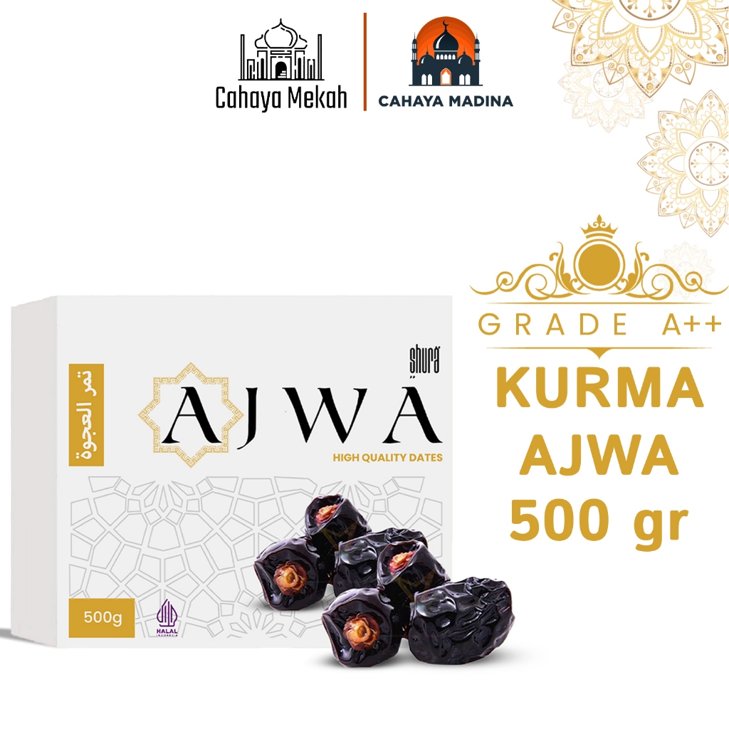 

Shura Kurma Ajwa Premium Box 500 gr Ajwa Dates Kurma High Quality Kurma Nabi ajwa grade a++
