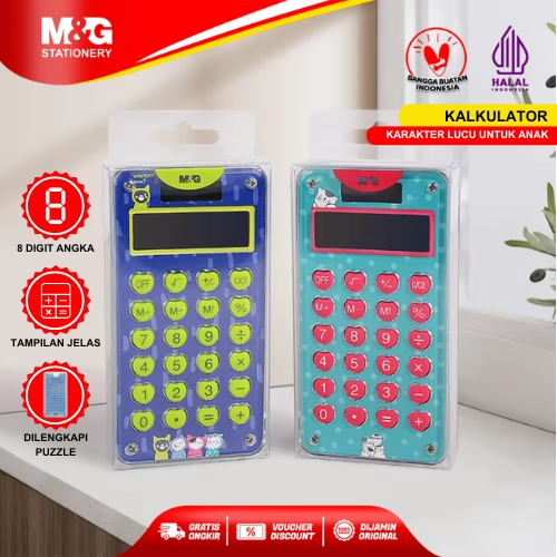 

M&G Kalkulator 8 Digit Karakter Lucu Dilengkapi Puzzle "SO MANY CATS" Portable Calculator With Puzzle on Back Mudah Digunakan Cocok Untuk Anak