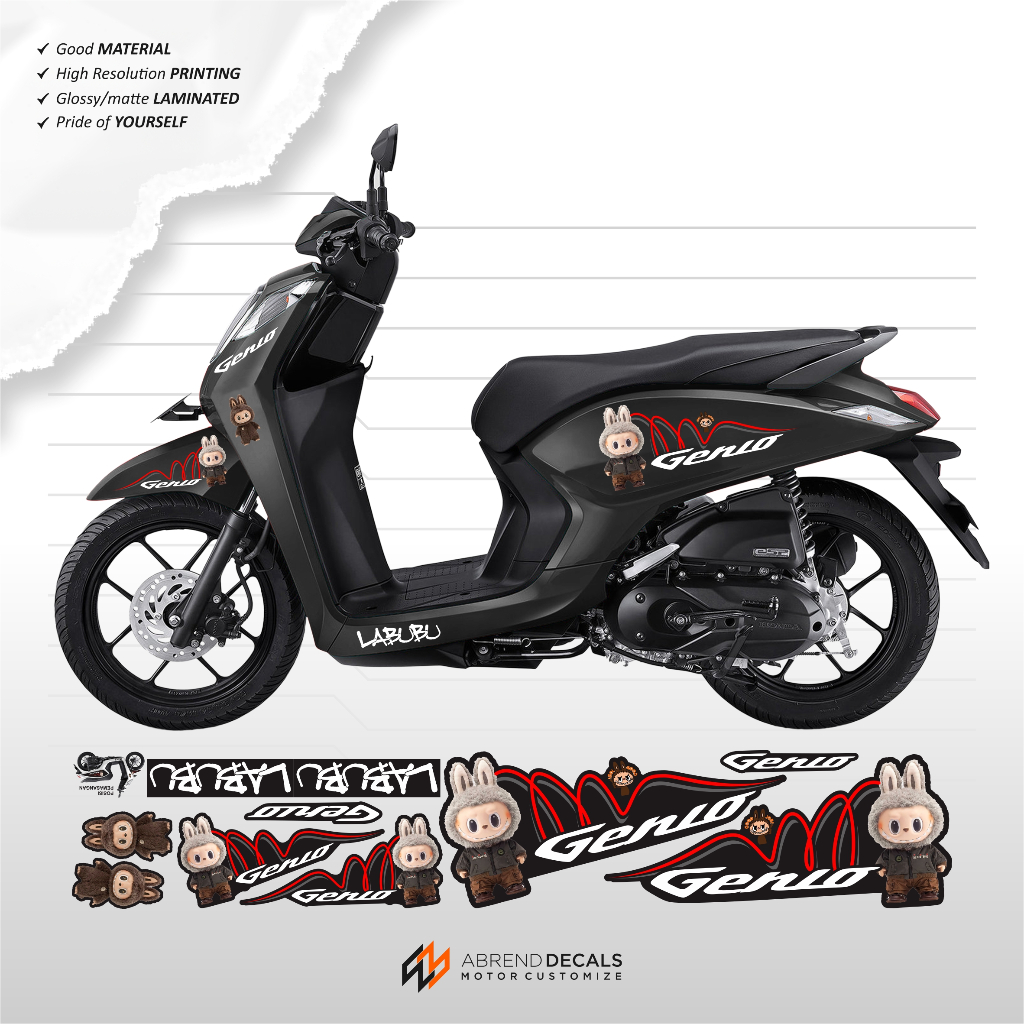 STRIPING GENIO LABUBU TRANSPARAN UV / STIKER MOTOR HONDA GENIO LIST MINIMALIS DESIGN CUSTOM