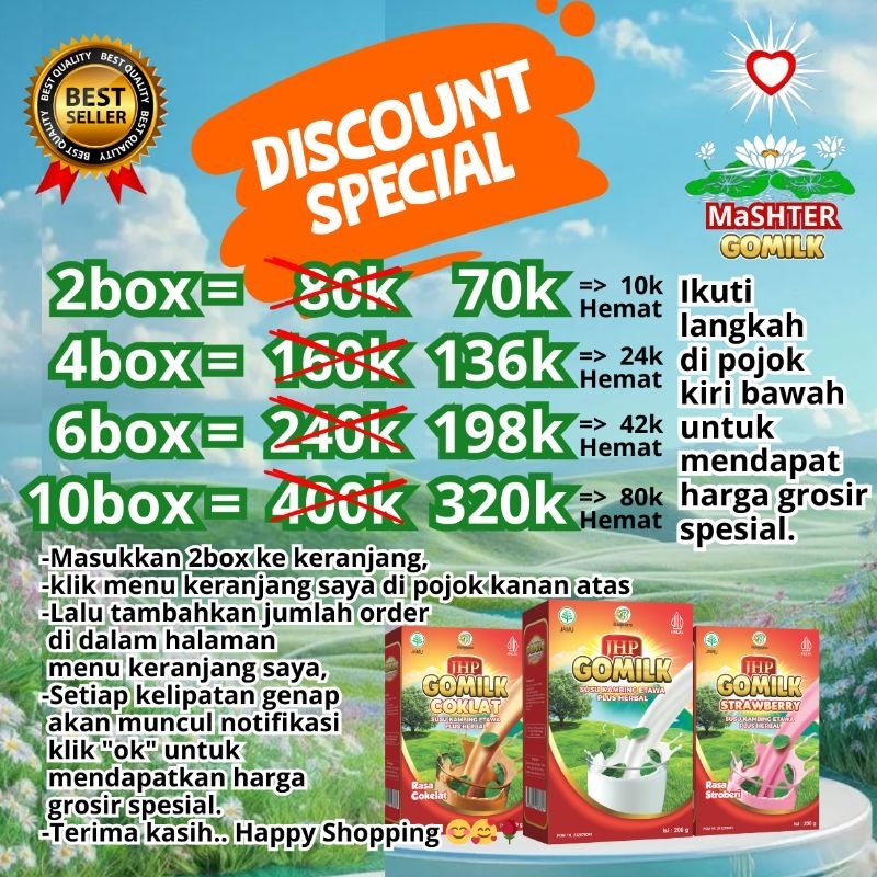 

GOMILK susu kambing etawa plus herbal original cokelat stroberi susu asi booster susu semua usia susu anak susu lansia