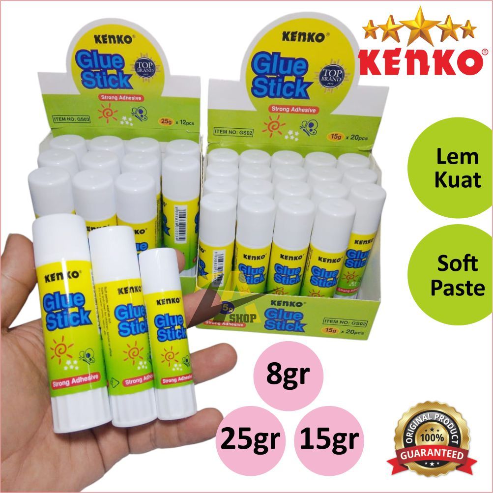 

KENKO GLUE STICK / lem kertas harga 1 pcs, Lem Stik / Lem Batang 8gr, 15gr, 25gr / lem stik kenko