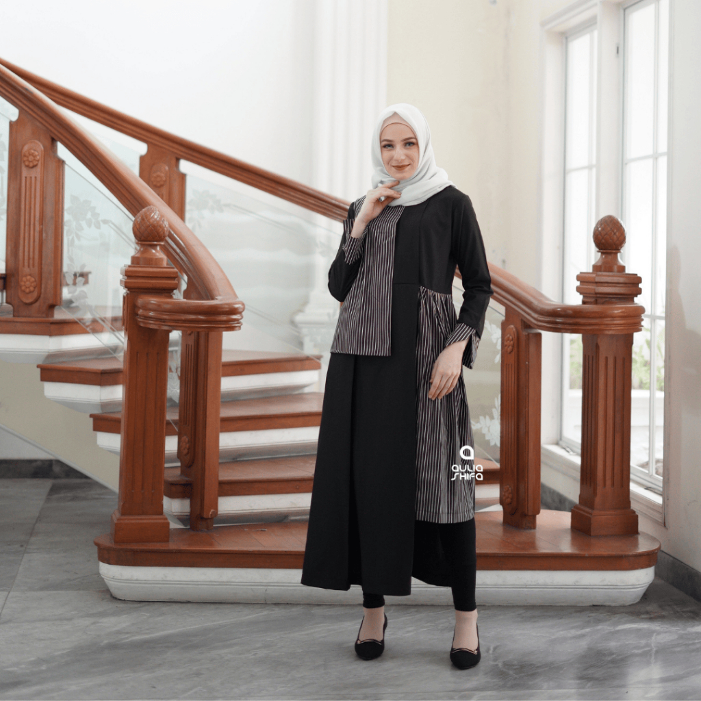 NIZAMI DRESS BLACK by Aulia Shifa | Gamis Wanita Lebaran